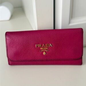 PRADA MILANO 6-Ring Key Case Holder Saffiano Leather Hot Pink women’s Authentic